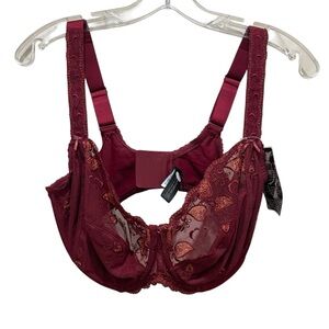 Conturelle Lace Underwire Bra Burgundy Full Coverage Women Size 38F